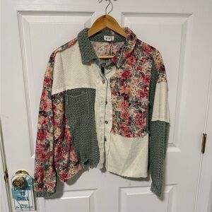 🌷 NWT POL Patchwork Floral Jacket
